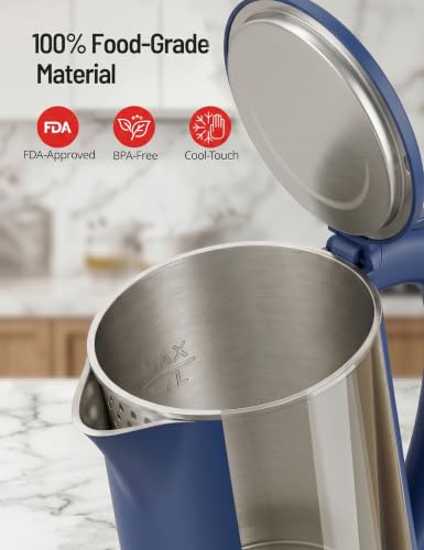 Electric Kettle Temperature Control, 1.7L Large Electric Tea Kettle, 4H Keep Warm Hot Water Boiler with 6 Presets, LED Screen Electric Kettles for Boiling Water, Boil-Dry Protection - color: Blue, size: 1.8 Quarts