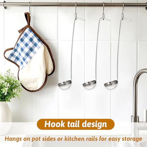 12 Pcs Stainless Steel Soup Ladle for Serving with Long Handles Portion Control Serving Spoons, Cooking Servings Ladle for Cooking Sauce Stews Kitchen Home(1 oz)
