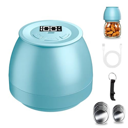Zivif Electric Mason Jar Vacuum Sealer Kit for Wide & Regular Mouth Jars, Automatic Jar Sealer for Food Storage & Fermentation, Includes 10 Mason Jar Lids, Blue - color: Blue