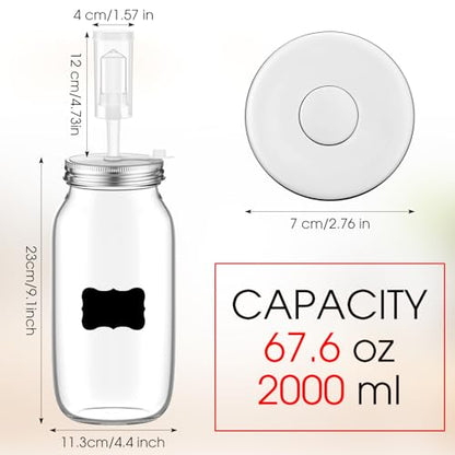 Honeydak 4 Pack Fermentation Kit, 68 oz Fermentation Jars with Fermenting Weights and Airlocks, Stainless Steel Lids, Pickle Jar for Sauerkraut, Vegetables and Other Fermented Foods - size: 68 oz