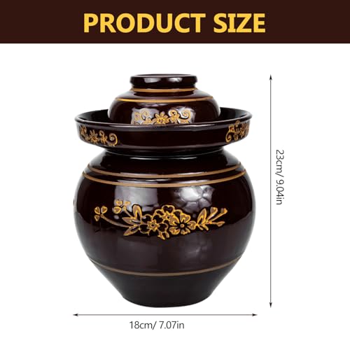Kichvoe Traditional Ceramic Pickle Jar 5.5 Jin Thickened Sichuan Sauerkraut Storage Container Sealed Fermentation Crock for Household Kimchi and Pickled Vegetables Random Color