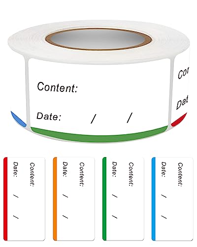 300pcs Removable Freezer Labels, 1 x 2 Inch Food Labels to Write on Food Storage Stickers Date Label, Waterproof Oil Resistant Canning Labels Jar Labels Freezer Paper Label, Clean Leaves No Residue - color: Multicolor, 1'' X 2''