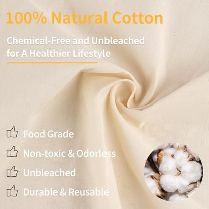 3 Pcs 14"x14" Nut Milk Bag, Natural Unbleached Cotton Cheese Cloth Bag for Straining, Reusable Strainer Bag for Oat Almond Milk, Cheese Making, Yogurt, Juice, Cold Brew Coffee, Beer Tea (14x14 Inch) - size: 14x14 Inch