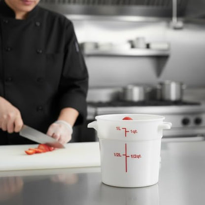 TrueCraftware- 1 Quart White Round Food Storage Container Polypropylene- Commercial Reusable Food Container Canister with Measurement Markings for Meal Prep Pantry Kitchen - size: 1 Quart