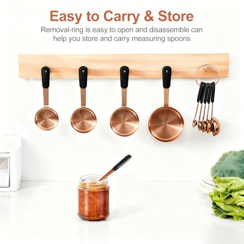 Bopei Measuring Cups and Spoons Set, Rose Gold Plated Stainless Steel 10 Piece for Cooking and Baking (5 Cups + 5 Spoons RoseGold) - color: Rose Gold