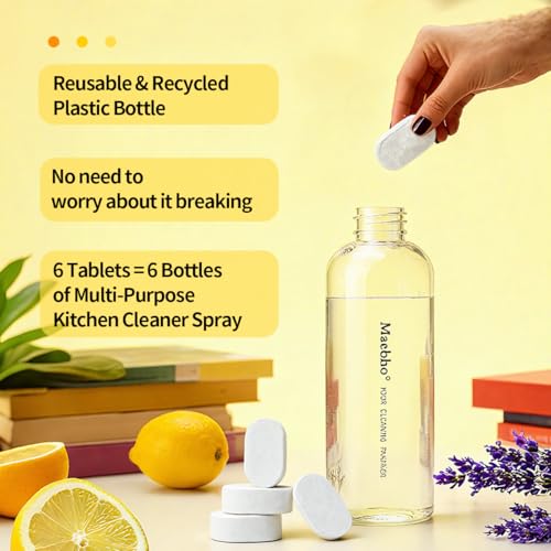 Multi-Surface Cleaner Refill Tablets with a Bottle, 6-Pack Refill, All-Purpose Cleaning Supplies Home & Kitchen - Non-toxic & Effective 6 x 10.14 Fl oz Bottles