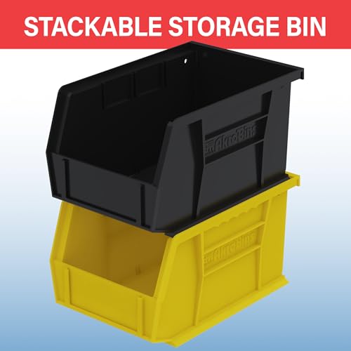Akro-Mils 30237 AkroBins Plastic Storage Bins, Space-Saving Stackable Bins for Garage, Pantry, Craft Organization, 9" x 6" x 5", Clear, 12-Pack - color: Clear