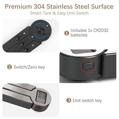 Portable Food Scale, Folding Digital Kitchen Scale, Mini Pocket Gram Ounce Scale for Travel Diet Calorie Control Cooking - color: Silver/Black