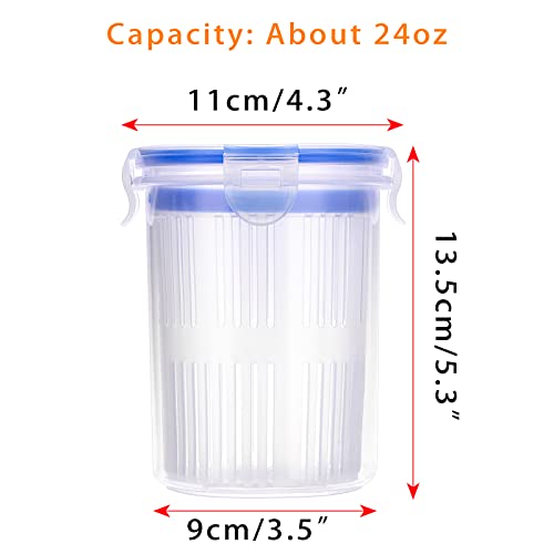 JUXYES Plastic Pickle Jar with Strainer Flip, Transparent Pickle Storage Container with Strainer Insert, Pickle Jar Juice Separator Dry Wet Separation, Pickle And Olive Container with Lock