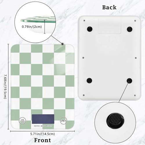Food Scale Kitchen Scale for Baking Cooking Digital Food Weighing Measuring Scale Small Waterproof Electric Food Scale Checkered Green and White - color: Checkered Green and White