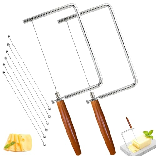 Cheese Slicer Kit Accessories Kitchen Knife Cheese Cutter Stainless Steel Components DIY for Making Giftable Cheese Cutting Boards with This Cheese Cutter Kit,Wire Cheese Slicer (2Slicer+6Wires)5" - size: 5in