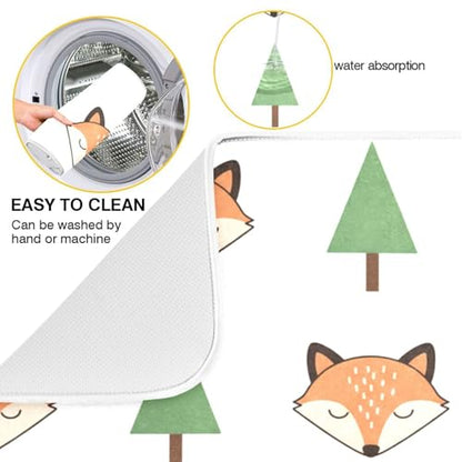 Fox Tree White Dish Drying Mat for Kitchen Counter Super Absorbent Draining Mat with Non-slip Backed Dish Rack Pad for Draining Racks Countertops Sinks Dish Bottles Cups Bowl