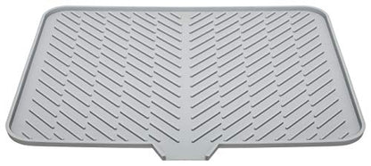 Luxet Silicone Dish Drying Mat with Built-in Drain Lip - Hygienic Drying Pad - Sturdy Compact Easy to Clean Tray Protects Surfaces Prevents Water Build Up - 23 X 17 (Grey)