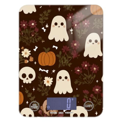 Food Scale Kitchen Digital Scale Food Ounces and Grams Dieting Baking Cooking Waterproof Glass Panels LCD Display,4 Units Scale Tare Function Halloween Fall Skull - color: Skull 08