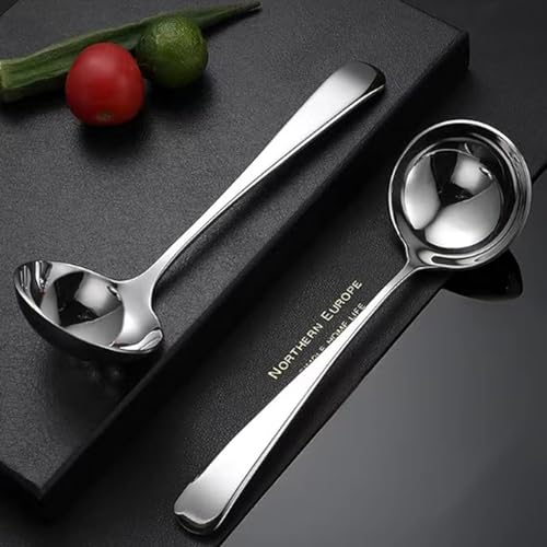 Zjunhm Small Soup and Gravy Ladles - 304 Stainless Steel, 7.7 Inches, 2-Piece Set - Dishwasher Safe (Silver)