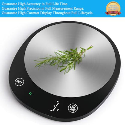 Homebuds 22lb Digital Food Scale Grams and Ounces in 1g, High Precision Assured by Kitchen Scale Professional Factory Since 2001, Gram Scale for Cooking and Baking, LED, 3*AAA Included, Black - color: Black