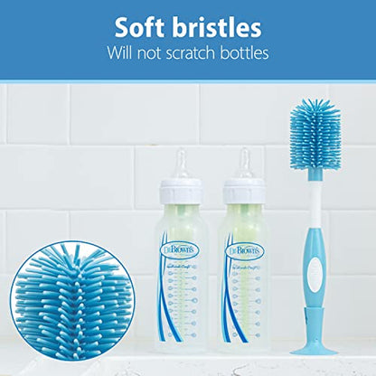 Dr. Brown's Baby Bottle and Nipple Brush Deluxe Cleaner, Soft Touch, and Sponge Brushes, Blue Variety Pack, 3 Count - color: Blue Variety Pack, size: 3-Pack