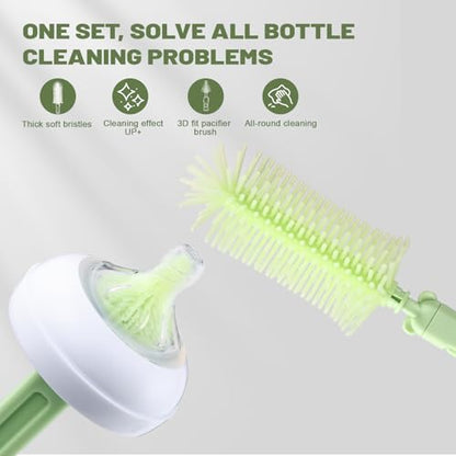 Baby Bottle Cleaner Brush Set Travel Baby Bottle Cleaning Kit Toddler Cleaning Set Travel Bottle Cleaner Kit After Birth Essentials for Mom Kit Toddler Travel Essential Convenience kit - color: Green