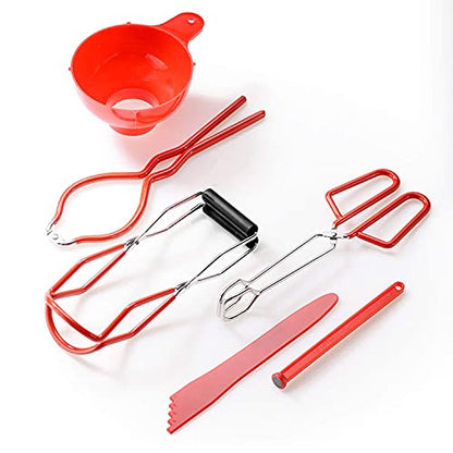 Zoofen Canning Kit 6 Pcs Home Canning Supplies Equipment Includes Funnel for Wide Mouth, Jar Lifter, Jar Wrench, Lid Lifter, Jar Tongs and Bubble Popper