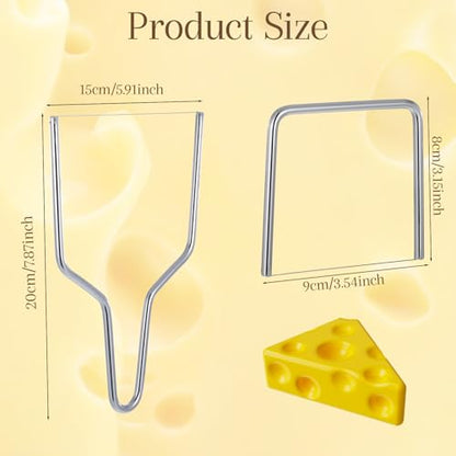 TIESOME 2 PCS Cheese Slicer with Wire Cheese Cutter, Y Type & U Type Sturdy Stainless Steel Cheese Slicer Kit for Block Cheese and Butter Slicer Tool