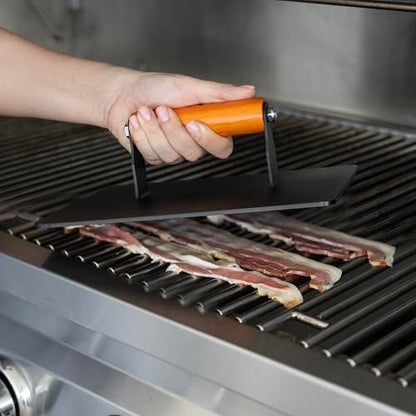 Outset XL Grill Press, Iron Smash Burger Press with Wood Handle, 8" x 10" - size: 10" Burger Smasher