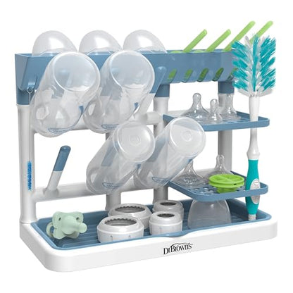 Dr. Brown's Drying Tower, Stand-Up Drying Rack, Countertop Baby Bottle Drying with Organized Storage for Baby Essentials, Space Saving Vertical Rack, Blue/White - style: Blue/White Rack