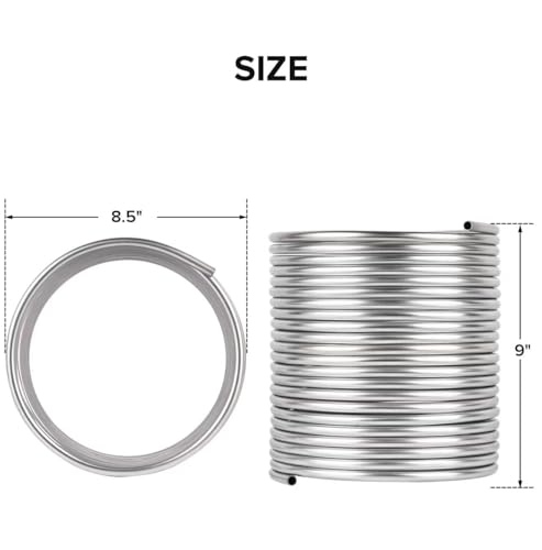 3/8" x 50Ft 304 Stainless Steel Tubing Coil, Immerson Tubing Coil for Ice Bath Wort Chiller, Beer Brewing, Welded Stainless Steel Tube for DIY Projects (3/8" x 50Ft) - size: 3/8" x 50Ft