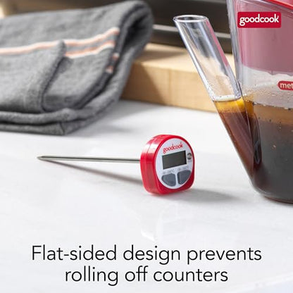 GoodCook Everyday Digital Food Thermometer Instant Read with Stainless Steel Probe, Fahrenheit & Celsius Display & Includes Storage Sleeve, Red - style: Digital Meat Thermometer