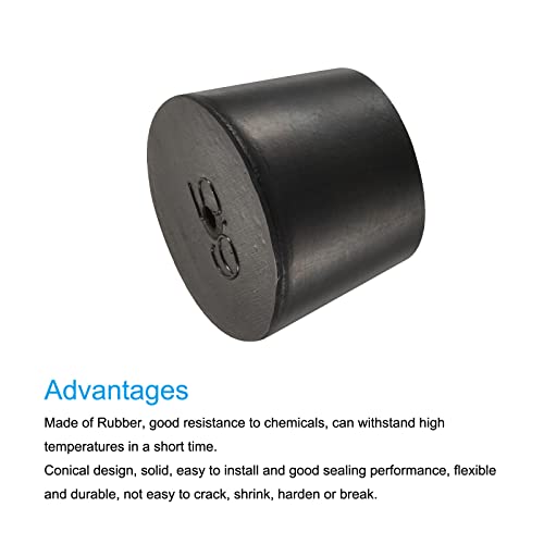 MECCANIXITY Rubber Tapered Plug 27mm to 34mm with Hole Test Tubes Bungs Stopper Black for Lab Home 5 Pieces - size: 27mm - 34mm