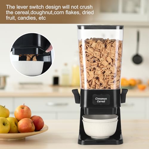 Cereal Dispenser Countertop with Cereal Bowls,16 Labels & Pen, Cereal Containers Storage, Candy Dispenser, Dry Food Dispenser For Pantry - Not Easy to Crush Food (Black, 2 Pack) - color: Black 2Pack