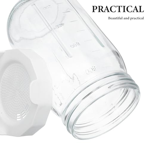 Yardwe 2pcs Quart Mason Jar Sprouting Kit with Mesh Lids - Wide Mouth Glass Sprouting Jars for Kitchen Seed Germination and Microgreens Starter - Home Herb and Vegetable Growing Set