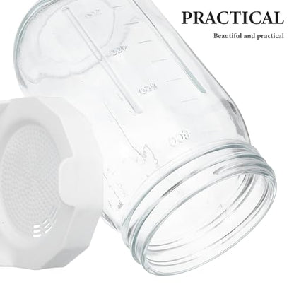Yardwe 2pcs Quart Mason Jar Sprouting Kit with Mesh Lids - Wide Mouth Glass Sprouting Jars for Kitchen Seed Germination and Microgreens Starter - Home Herb and Vegetable Growing Set