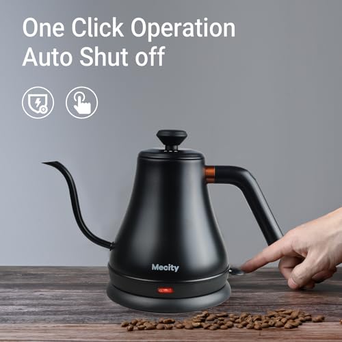 Mecity Electric Kettle Gooseneck Water Kettle Stainless Steel Tea Kettle Water Boiler Fast Heating, Auto Shut Off, 27 fl oz, 1000W, Matte Black - color: Black