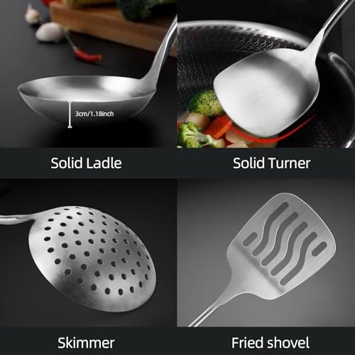 5 Pieces Cooking Utensils set, 18/8 Stainless Steel Kitchen Utensil Set with Rotating Holder (Dishwasher Safe) - size: 18/8 Stainless Steel Utensil Set of 5
