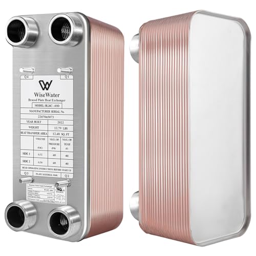AB Plate Heat Exchanger, 5"x12" 30 Plates Water To Water Heat Exchanger, Copper/SS316L Stainless Steel Brazed Plate Heat Exchanger For Floor Heating, Water Heating, Snow