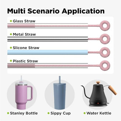 Silicone Straw Cleaner Brush, 2 Pcs Reusable Cleaning Brushes for Straws, 6mm&9mm, Pink - color: Pink