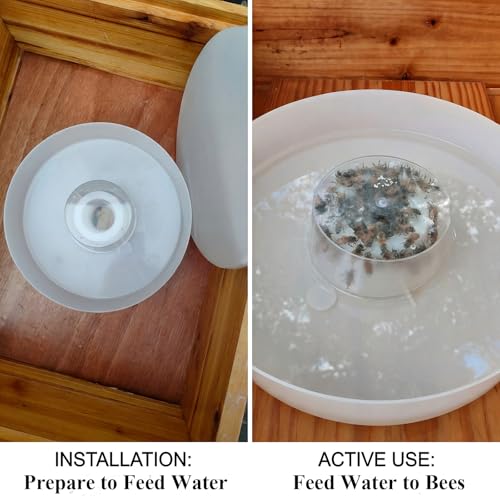 Aukbeefun 2 Pcs Rapid Round Bee Feeder White Bee Hive Top Feeder Professional Beekeeping Equipment