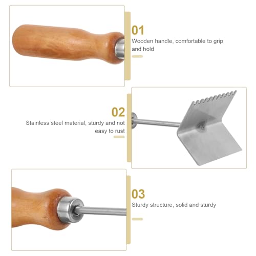 Stainless Steel Beehive Cleaning Shovel for Beekeeping with Wooden Handle, Hive Scraper Tool for Scraping Off Excess Wax and Lifting up Frames, Suitable for Beehive Frame and Boxes