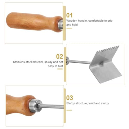 iplusmile Beehive Frame Cleaning Shovel for Efficient Hive Cleaning Stainless Steel Scraper Sturdy Hive Frame Scraper with Wooden Handle for Beekeeping