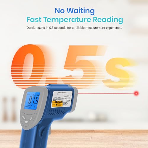 Etekcity Infrared Thermometer Upgrade 774, Heat Temperature Temp Gun for Cooking, Laser IR Surface Tool for Pizza, Griddle, Grill, HVAC, Engine, Accessories, -58°F to 842°F, Blue - color: Blue, style: Classic