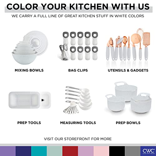 COOK WITH COLOR Kitchen Gadget Set Stainless Steel Utensils with Soft Touch Handles, 7 Pieces, Stainless Steel White - color: Stainless Steel White