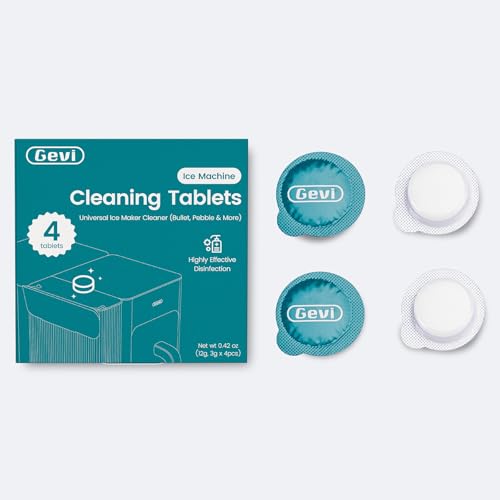 Gevi Ice Maker Cleaning Tablet 4 Uses, Individual Packed for Each Tablet, Organic Citric Acid Cleaner for Universal Ice Machines (4 Uses)
