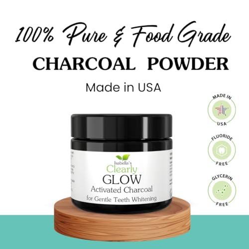 Glow Natural Teeth Whitening Kit – Activated Charcoal Tooth Powder + Bamboo Toothbrush | Fluoride Free, Non-Peroxide Oral Care | Made in USA - size: 1.41 Ounce (Pack of 2)