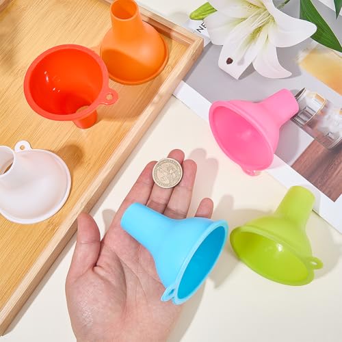 6 Pcs 6 Colors Silicone Funnel Wide Mouth Funnels for Kitchen Use Filling Bottles Flexible Condiment Sauce Canning Set Cooking Kitchen Accessories for Squeeze Bottles Jars Cans