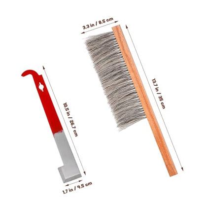 HANABASS Beehive Tool Beekeepers Kit Brush Metal Hook Beehive Cleaning Tools Complete Kit for Bee Keeping
