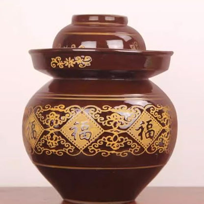 MRYBD Chinese Kimchi Jar Ceramic Fermenting Jar with Fermentation Lids, Fermenting Crock with Water Seal Airlock Lid, Ceramic Sealed Pickles Jar Fermentation Starter Kit 5.5Kg - size: 5.5Kg