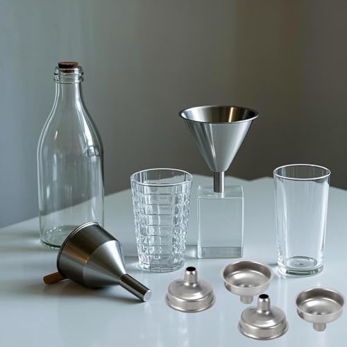 1.45'' Stainless Steel Mini Funnels 12pcs for Miniature Bottles, Essential Oils, DIY Lipbalms Cooking Spices Liquids, Homemade Make-Up Fillers (12)