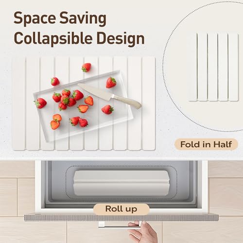 Large Stone Drying Mat for Kitchen Counter 24x16 Inch, Premium Diatomaceous Earth Super Absorbent | Quick Dry Non-Slip Collapsible Dish Mat for Dishes Utensils Cups | Eco-Friendly Counter Protector