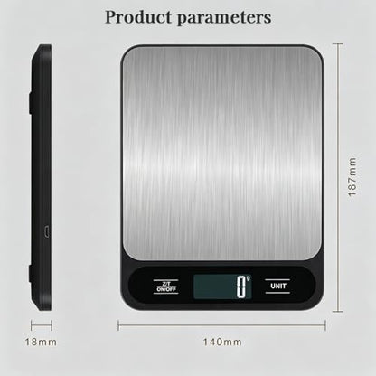 Food Scale, 10kg/22lb Digital Kitchen Scale Weight Grams and Ounces for Baking Cooking Coffee Package Postage, LCD Display, Easy Clean Stainless Steel(No Battery Included)