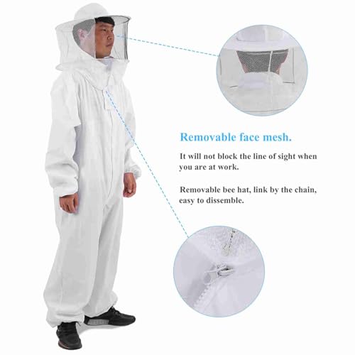 Professional Bee Suit for Men Women, Beekeeping Beekeeper Suit, Beekeeping Outfit Beekeeper Unisex Suits Full Body Beekeepers Suits Hat (L) - size: L